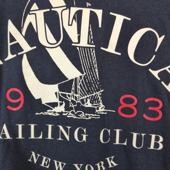 NWT Nautica Sailing Club New York Long Sleeve T-Shirt Men's S Navy Nautical - Picture 10 of 10